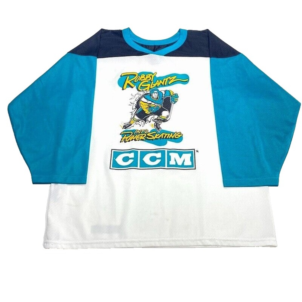 VTG CCM Robby Glantz Hockey Jersey M Int'l Power Skating NHL Mens Auto Autograph
